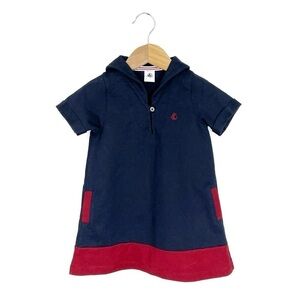 Petit Bateau Sailor Dress 18 Months Navy Blue Red Nautical Girls Baby Infant 18m
